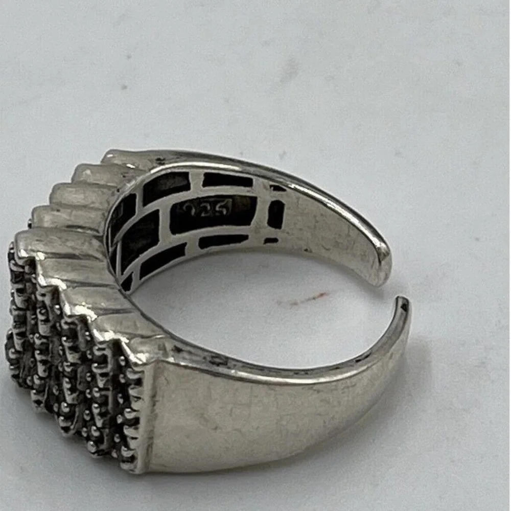 JWBR Sterling Silver & Diamond Tiered Cocktail Anniversary Open Back Ring Sz 8.5